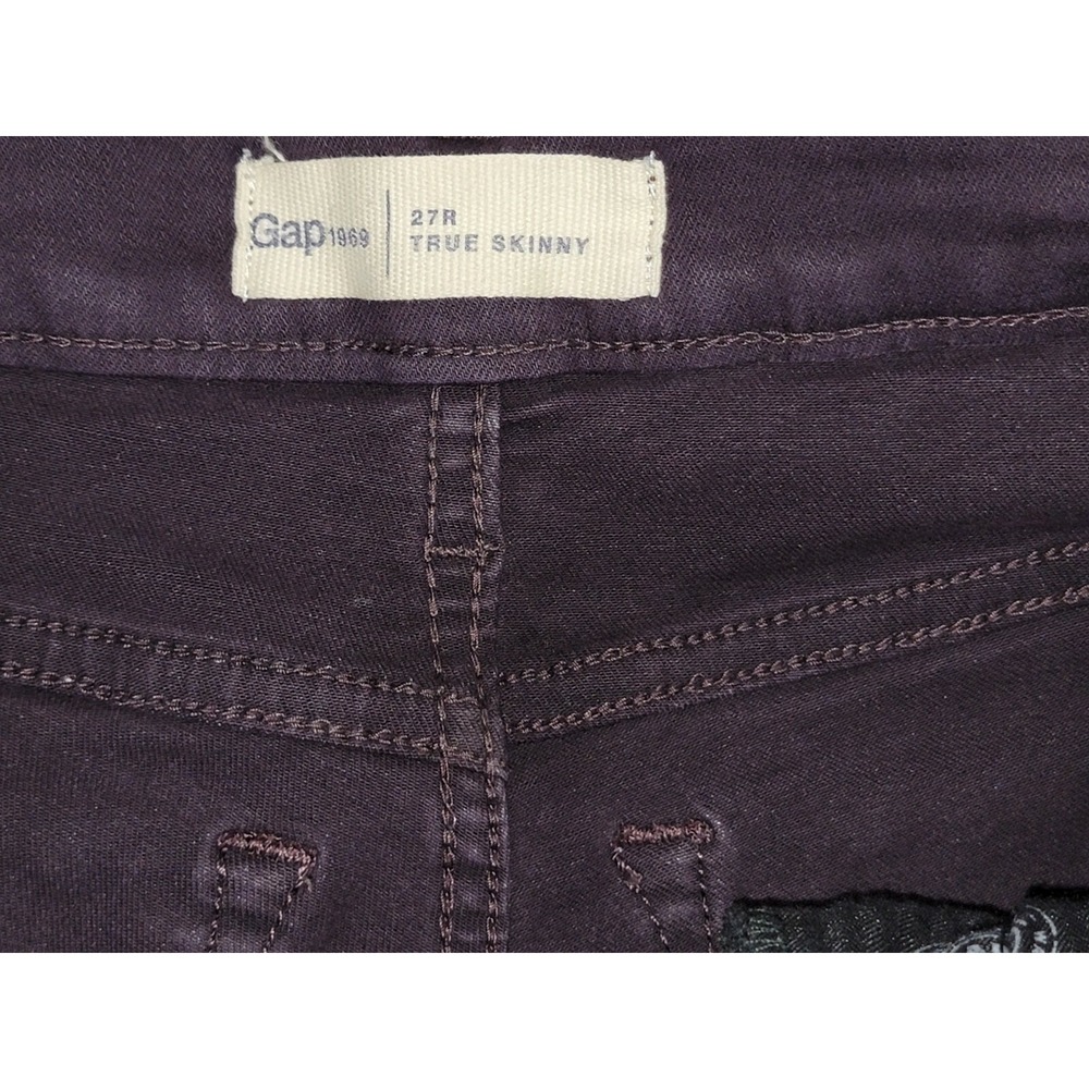 GAP 1969 True Skinny Jeans Womens 27R Deep Plum Wash Zipper Ankle Detail - Picture 6 of 6